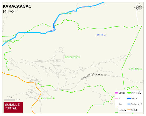 KARACAAĞAÇ Mahallesi Haritası | Dağlar, Ovalar ve Akarsu Bilgileri