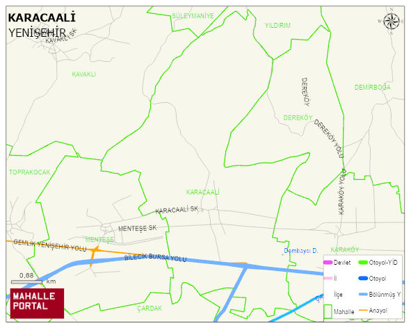 KARACAALİ Mahallesi Haritası | Dağlar, Ovalar ve Akarsu Bilgileri