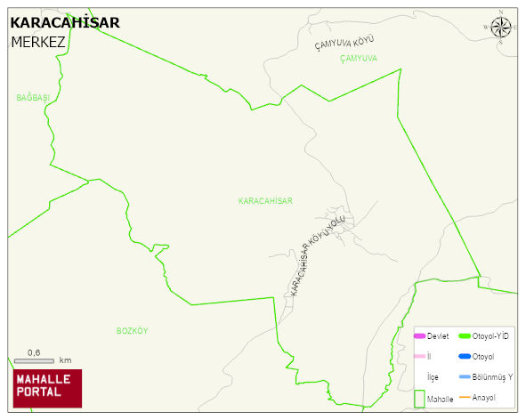 KARACAHİSAR Köyü Haritası | Yükselti ve Doğa Özellikleri