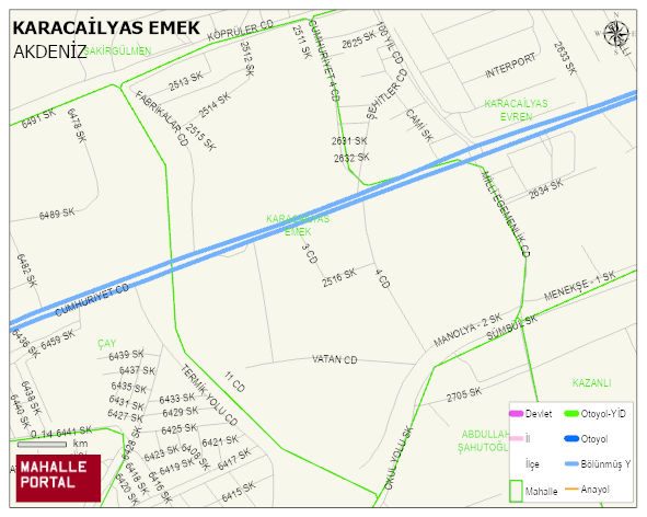 KARACAİLYAS EMEK Mahallesi Haritası | İnteraktif Köy ve Mahalle Sınırları