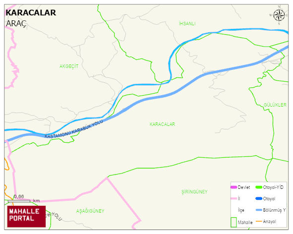 KARACALAR Köyü Haritası | Mahalle ve Köy Sınırı
