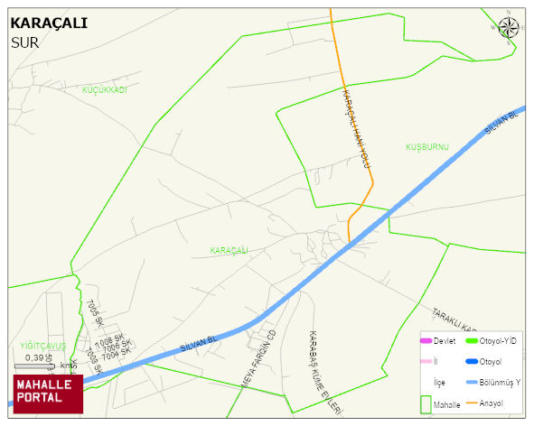 KARAÇALI Mahallesi Haritası | Coğrafi Yapı ve Detaylı Haritası