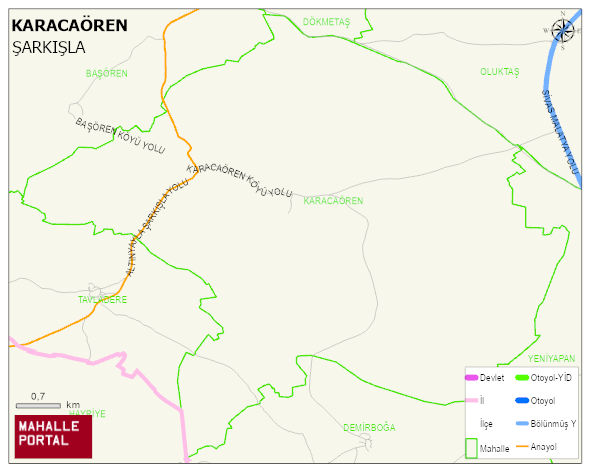 KARACAÖREN Köyü Haritası | İnteraktif Köy ve Mahalle Sınırları