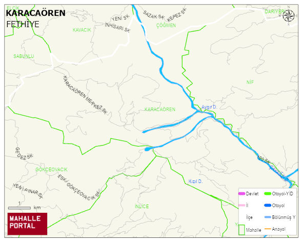 KARACAÖREN Mahallesi Haritası | Coğrafi Yapı ve Detaylı Haritası