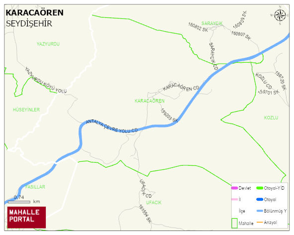 KARACAÖREN Mahallesi Haritası | Dağlar, Ovalar ve Akarsu Bilgileri