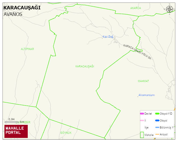KARACAUŞAĞI Köyü Haritası | Sayısal Bölge Görünümü
