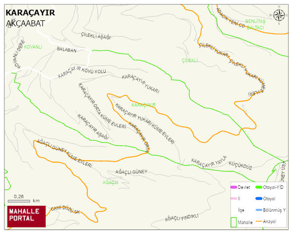 KARAÇAYIR Mahallesi Haritası | Dağlar, Ovalar ve Akarsu Bilgileri