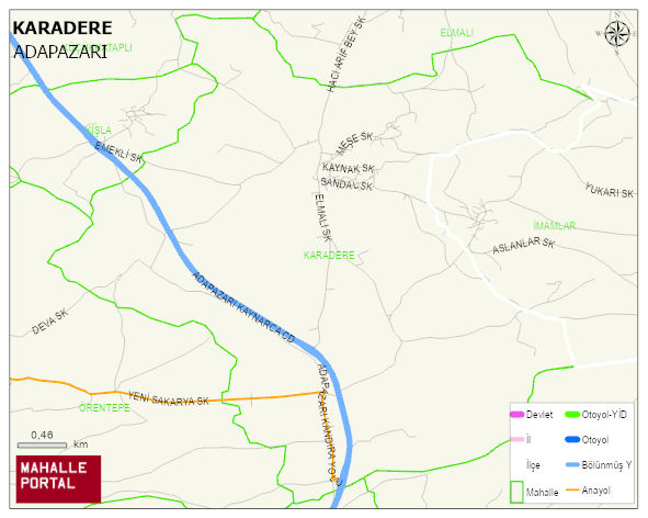 KARADERE Mahallesi Haritası | Mahalle ve Köy Sınırı