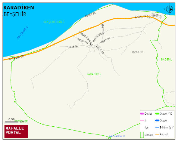 KARADİKEN Mahallesi Haritası | Dağlar, Ovalar ve Akarsu Bilgileri