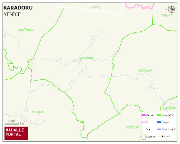 KARADORU Köyü Haritası | Mahalle ve Köy Sınırı