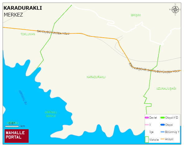 KARADURAKLI Köyü Haritası | Yükselti ve Doğa Özellikleri