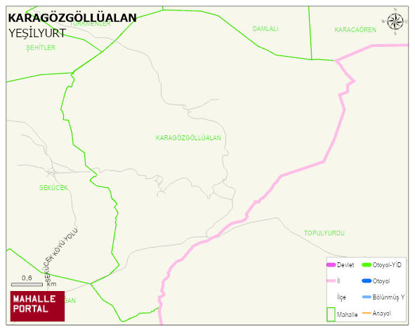 KARAGÖZGÖLLÜALAN Köyü Haritası | Mahalle ve Köy Sınırı