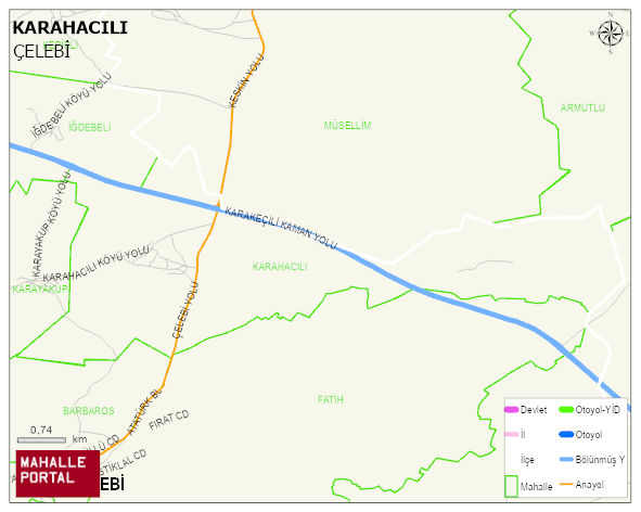 KARAHACILI Köyü Haritası | Dağlar, Ovalar ve Akarsu Bilgileri