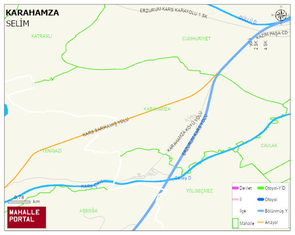 KARAHAMZA Köyü Haritası | Yükselti ve Doğa Özellikleri