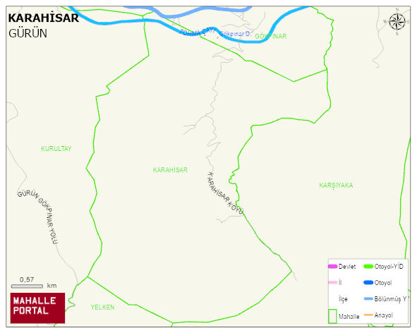 KARAHİSAR Köyü Haritası | Yükselti ve Doğa Özellikleri