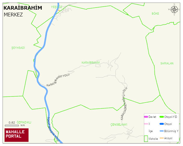 KARAİBRAHİM Köyü Haritası | Dağlar, Ovalar ve Akarsu Bilgileri