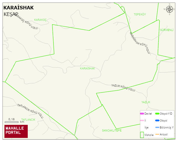 KARAİSHAK Köyü Haritası | İnteraktif Köy ve Mahalle Sınırları