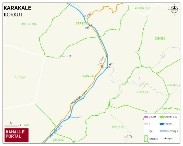 KARAKALE Köyü Haritası | Yükselti ve Doğa Özellikleri