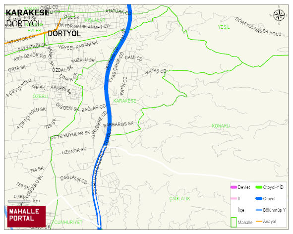 KARAKESE Mahallesi Haritası | Yükselti ve Doğa Özellikleri