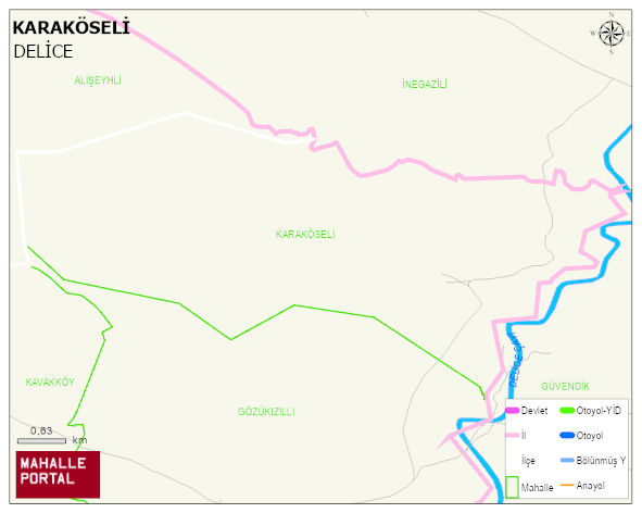 KARAKÖSELİ Köyü Haritası | Yükselti ve Doğa Özellikleri
