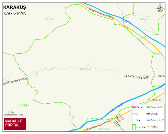 KARAKUŞ Köyü Haritası | Dağlar, Ovalar ve Akarsu Bilgileri