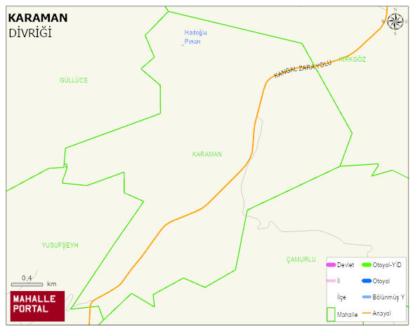 KARAMAN Köyü Haritası | Dağlar, Ovalar ve Akarsu Bilgileri