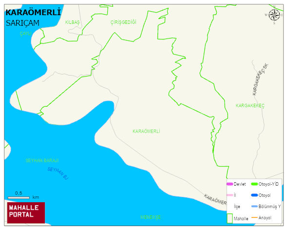 KARAÖMERLİ Mahallesi Haritası | Yükselti ve Doğa Özellikleri