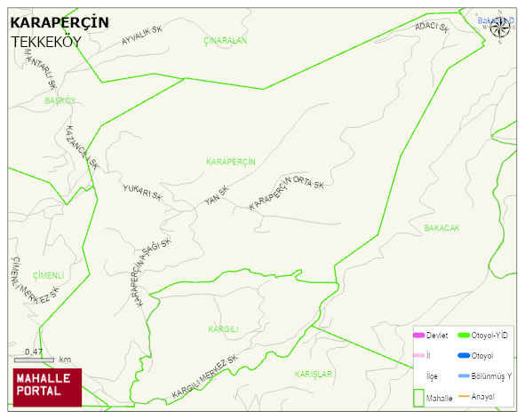 KARAPERÇİN Mahallesi Haritası | Dağlar, Ovalar ve Akarsu Bilgileri