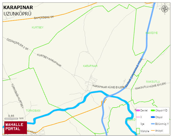 KARAPINAR Köyü Haritası | Dağlar, Ovalar ve Akarsu Bilgileri