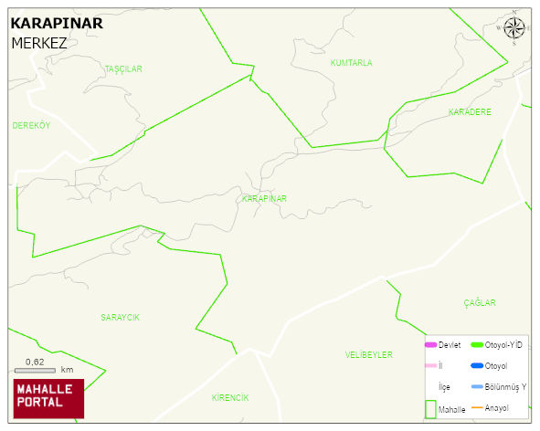 KARAPINAR Köyü Haritası | Dağlar, Ovalar ve Akarsu Bilgileri