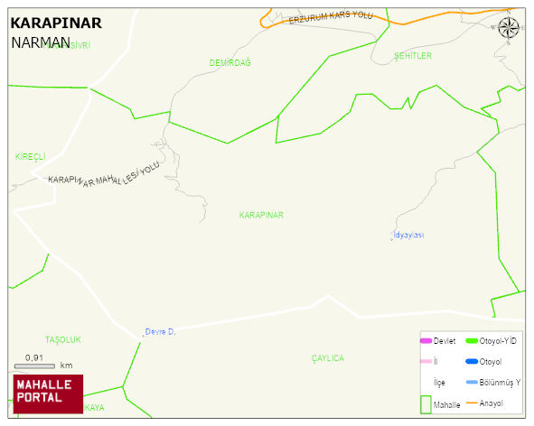 KARAPINAR Mahallesi Haritası | Yükselti ve Doğa Özellikleri