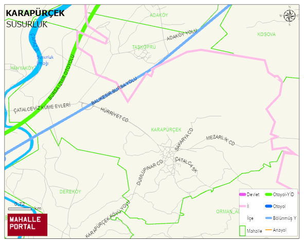 KARAPÜRÇEK Mahallesi Haritası | Mahalle ve Köy Sınırı