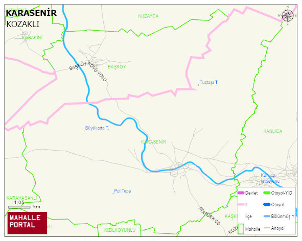 KARASENİR Köyü Haritası | Dağlar, Ovalar ve Akarsu Bilgileri