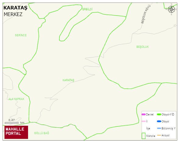 KARATAŞ Köyü Haritası | Detaylı Köy ve Mahalle Görünümü