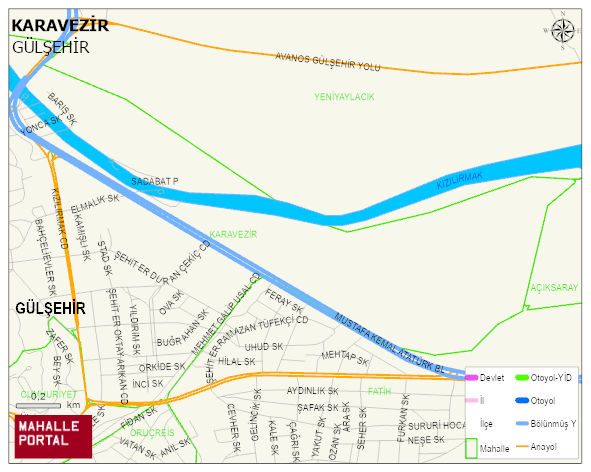 KARAVEZİR Mahallesi Haritası | Coğrafi Yapı ve Detaylı Haritası