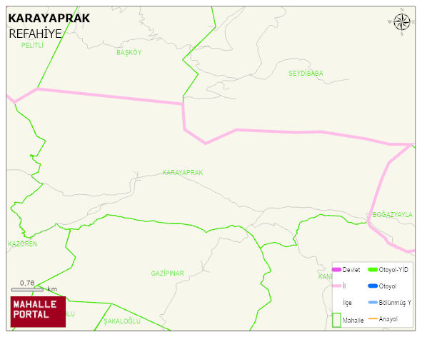 KARAYAPRAK Köyü Haritası | Dağlar, Ovalar ve Akarsu Bilgileri