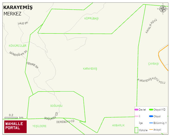 KARAYEMİŞ Köyü Haritası | Yükselti ve Doğa Özellikleri