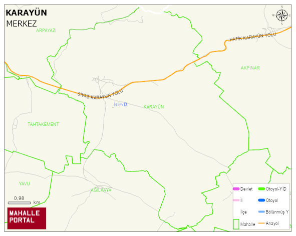 KARAYÜN Köyü Haritası | Sayısal Bölge Görünümü