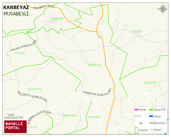 KARBEYAZ Köyü Haritası | Sayısal Bölge Görünümü