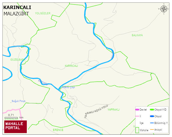 KARINCALI Köyü Haritası | Dağlar, Ovalar ve Akarsu Bilgileri