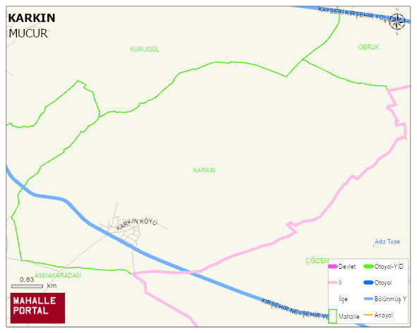 KARKIN Köyü Haritası | Mahalle ve Köy Sınırı
