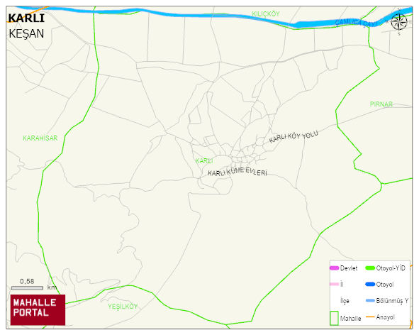 KARLI Köyü Haritası | Yükselti ve Doğa Özellikleri