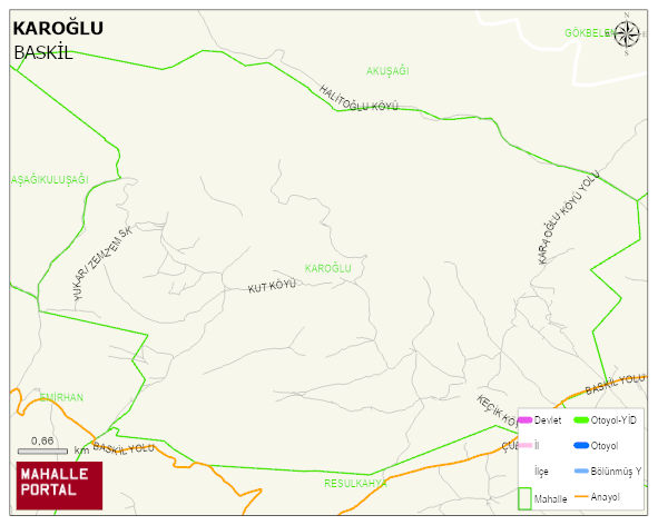 KAROĞLU Köyü Haritası | Yükselti ve Doğa Özellikleri