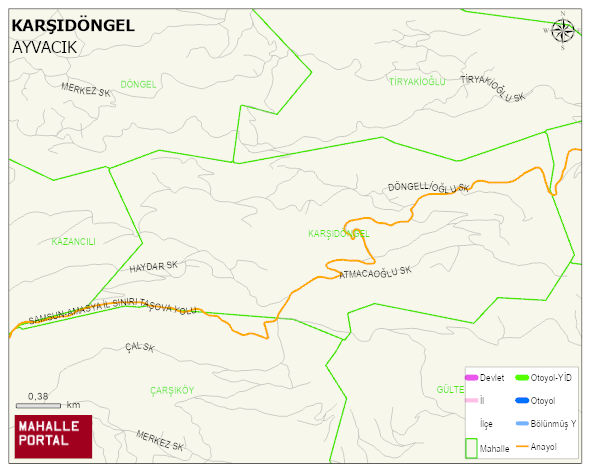 KARŞIDÖNGEL Mahallesi Haritası | Yükselti ve Doğa Özellikleri