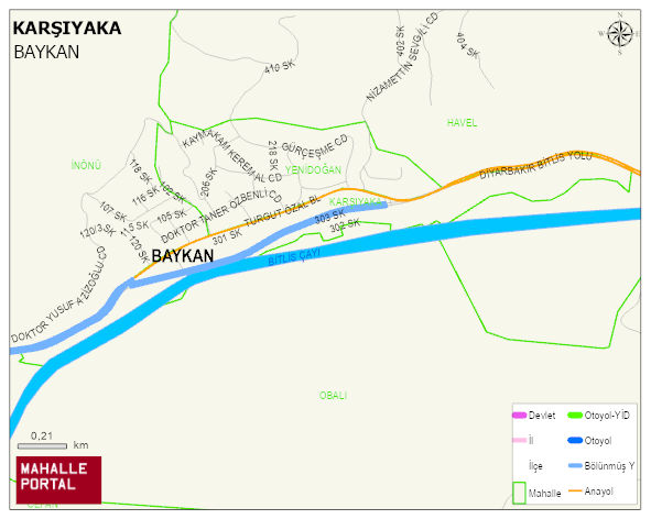 KARŞIYAKA Mahallesi Haritası | Dağlar, Ovalar ve Akarsu Bilgileri