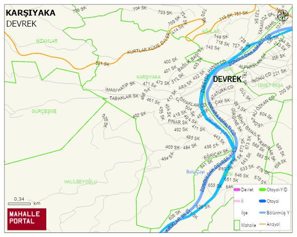 KARŞIYAKA Mahallesi Haritası | Dağlar, Ovalar ve Akarsu Bilgileri
