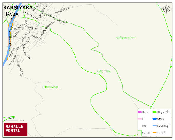KARŞIYAKA Mahallesi Haritası | Dağlar, Ovalar ve Akarsu Bilgileri