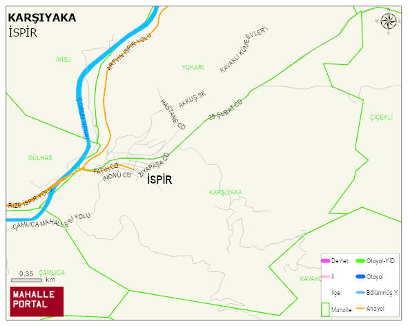 KARŞIYAKA Mahallesi Haritası | Yükselti ve Doğa Özellikleri