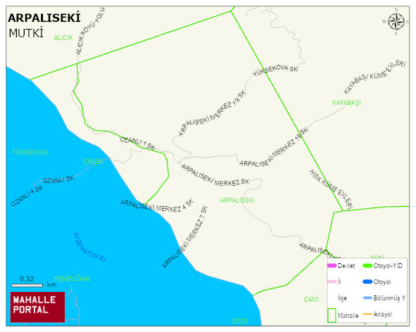 KAVAKBAŞI BELDESİ ARPALISEKİ Mahallesi Haritası | Yükselti ve Doğa Özellikleri