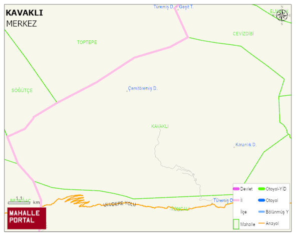 KAVAKLI Köyü Haritası | Yükselti ve Doğa Özellikleri